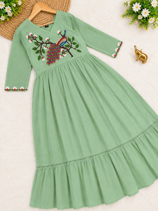 Georgette Peacock Embroidery Frock