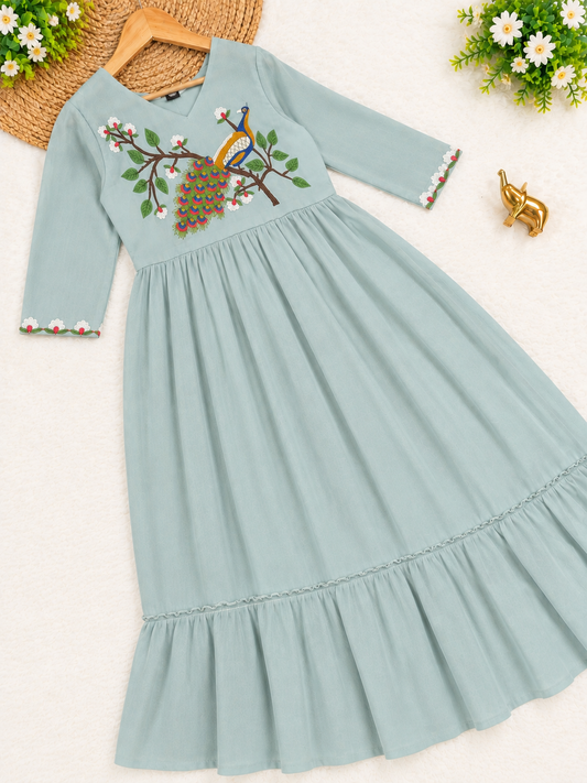 Georgette Peacock Embroidery Frock