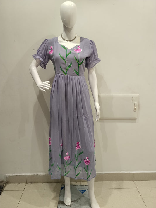 Georgette Hand Painting Frocks